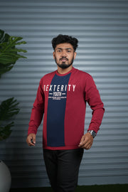 Full Sleeve Round Neck Sweatshirt for Men | Dexterity Youth Print - Red