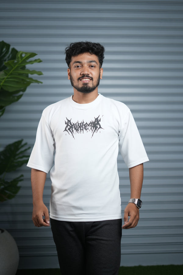Men's Oversized Graphic T-Shirt | Casual Streetwear Half Sleeve Tee - White