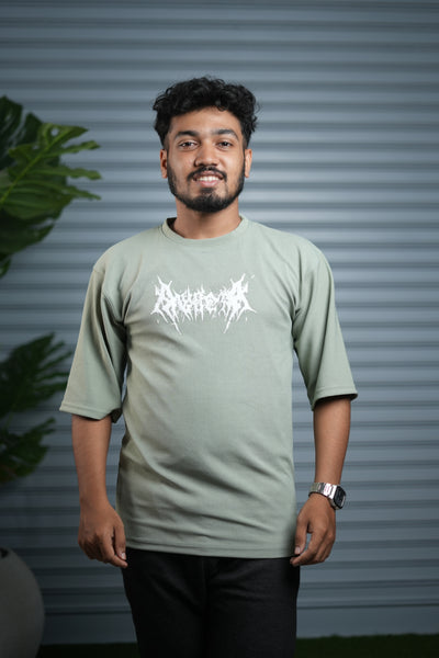 Men's Oversized Graphic T-Shirt | Casual Streetwear Half Sleeve Tee - Pista Green
