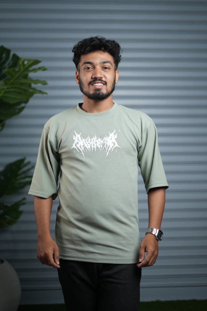 Men's Oversized Graphic T-Shirt | Casual Streetwear Half Sleeve Tee - Pista Green