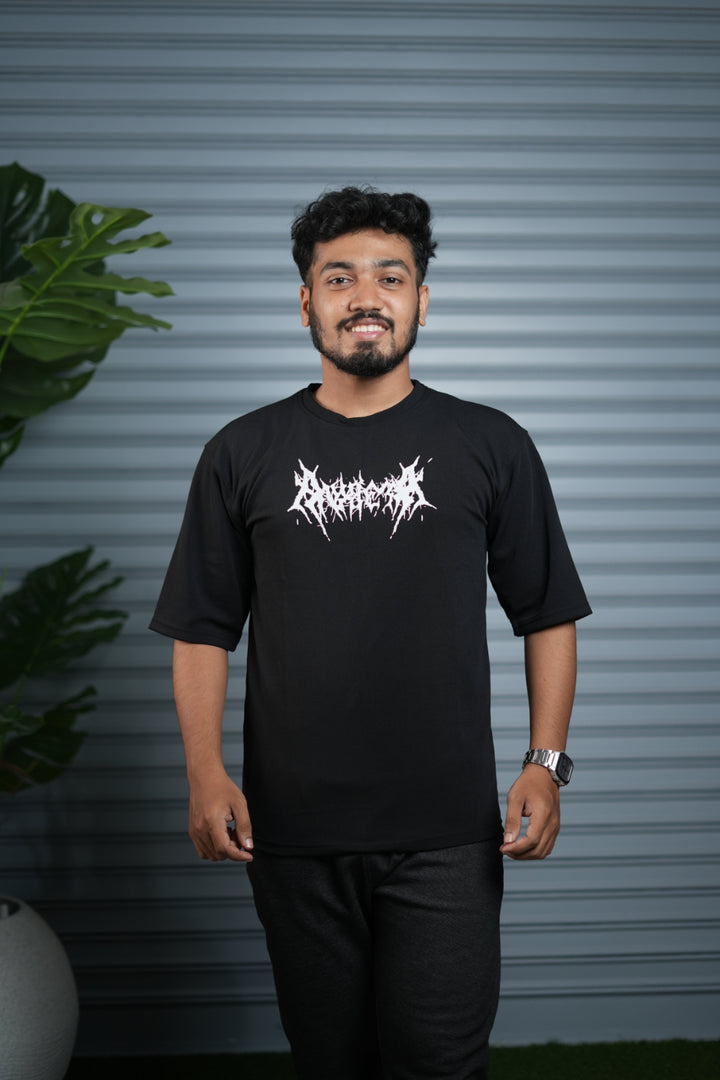 Men's Oversized Graphic T-Shirt | Casual Streetwear Half Sleeve Tee - Black