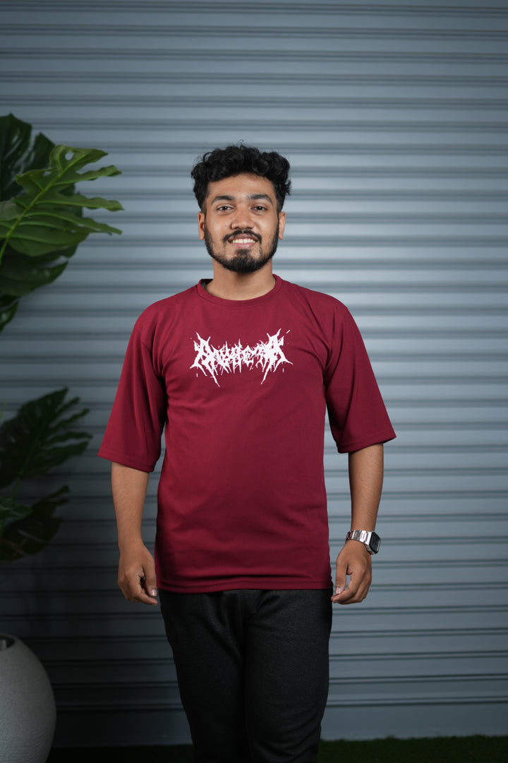 Men's Oversized Graphic T-Shirt | Casual Streetwear Half Sleeve Tee - Maroon