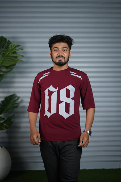 Men's Oversized Graphic T-Shirt | Casual Streetwear Half Sleeve Tee - Maroon