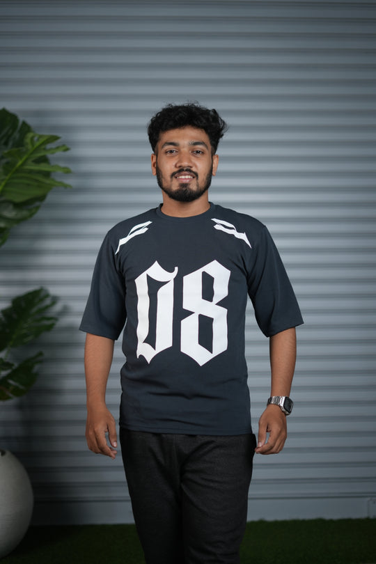 Oversized Round Neck T-Shirt for Men | 08 Printed Casual Wear - Grey – 7MAN Men's Fashion India