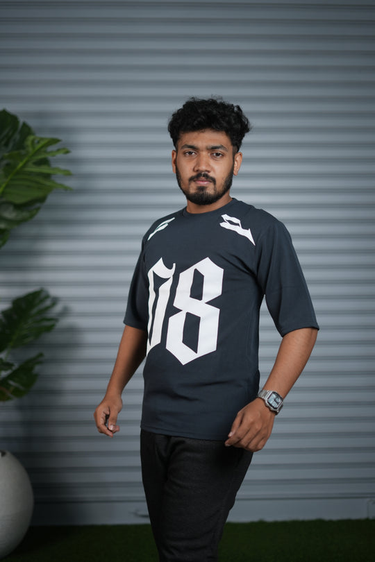 Oversized Round Neck T-Shirt for Men | 08 Printed Casual Wear - Grey – alternate view – 7MAN India
