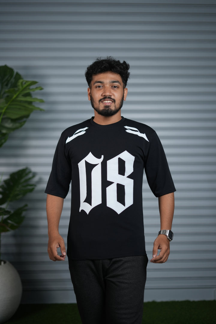 Men's Oversized Graphic T-Shirt | Casual Streetwear Half Sleeve Tee - Black