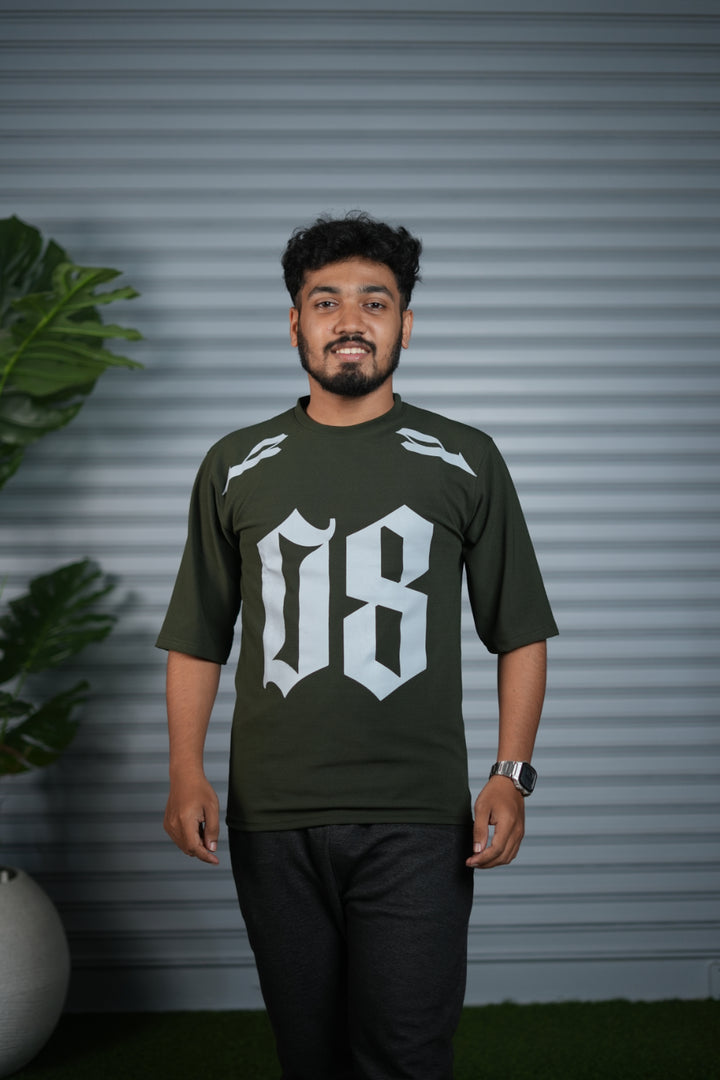 Oversized Round Neck T-Shirt for Men | 08 Printed Casual Wear - Mahendhi Green