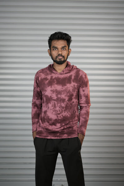 Men's Tie-Dye Hoodie – Premium Full Sleeve Casual Hooded Sweatshirt - Maroon