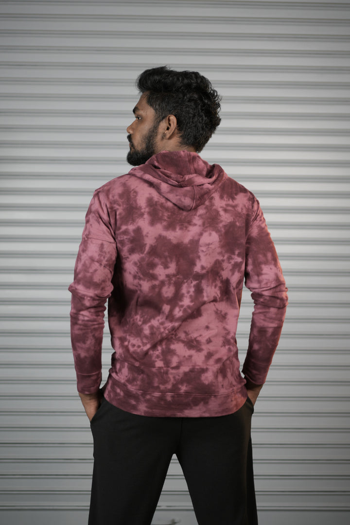Men's Tie-Dye Hoodie – Premium Full Sleeve Casual Hooded Sweatshirt - Maroon