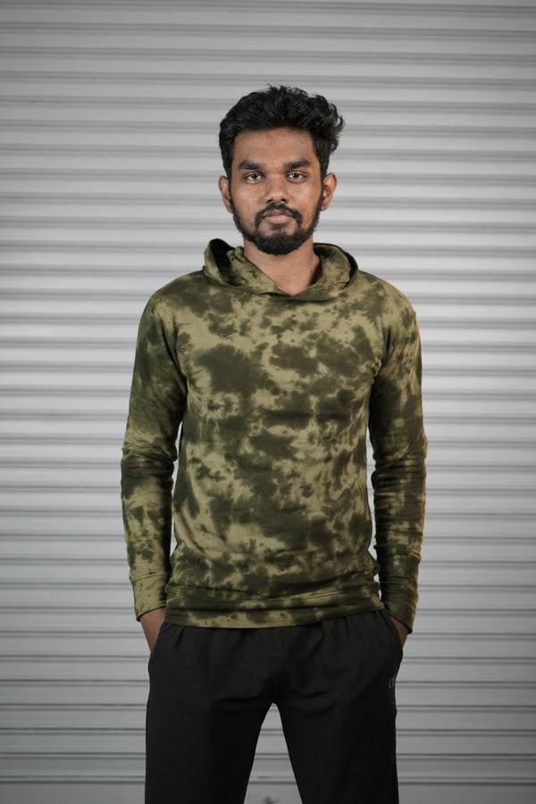 Men's Tie-Dye Hoodie – Premium Full Sleeve Casual Hooded Sweatshirt - Forest Green