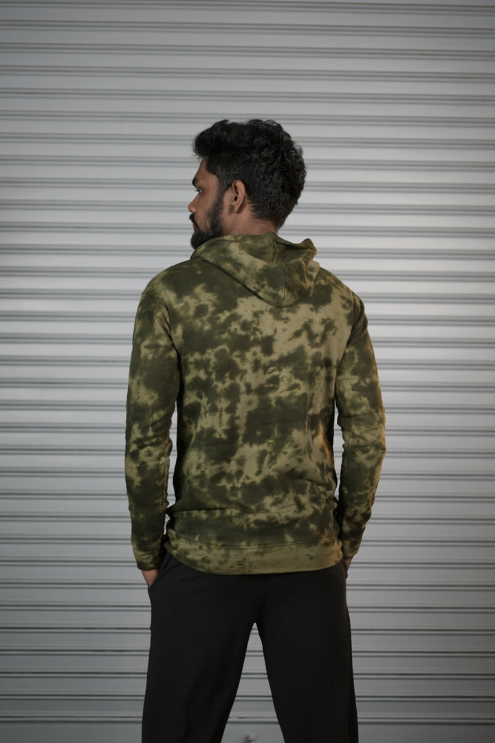 Men's Tie-Dye Hoodie – Premium Full Sleeve Casual Hooded Sweatshirt - Forest Green
