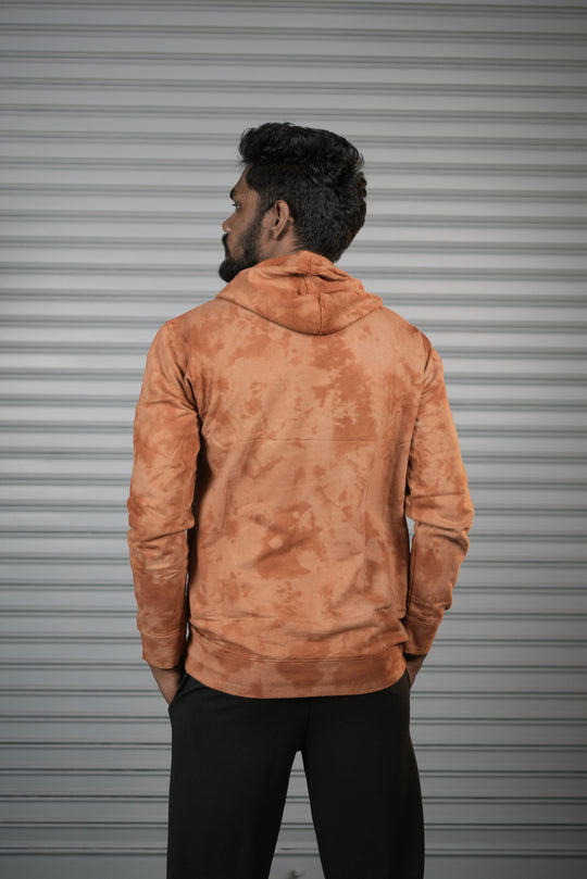 Men's Tie-Dye Hoodie – Premium Full Sleeve Casual Hooded Sweatshirt - Brown – alternate view – 7MAN India