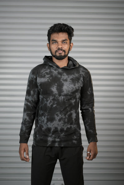 Men's Tie-Dye Hoodie – Premium Full Sleeve Casual Hooded Sweatshirt - Black