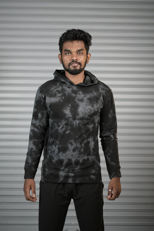 Men's Tie-Dye Hoodie – Premium Full Sleeve Casual Hooded Sweatshirt - Black