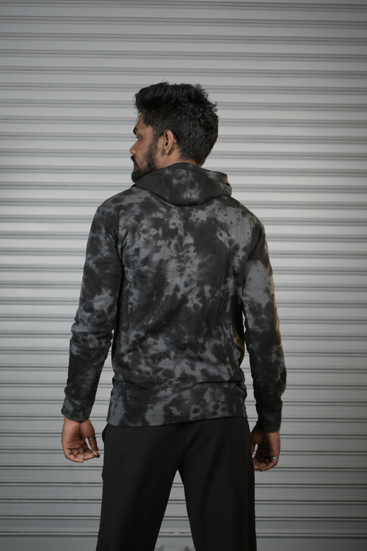 Men's Tie-Dye Hoodie – Premium Full Sleeve Casual Hooded Sweatshirt - Black