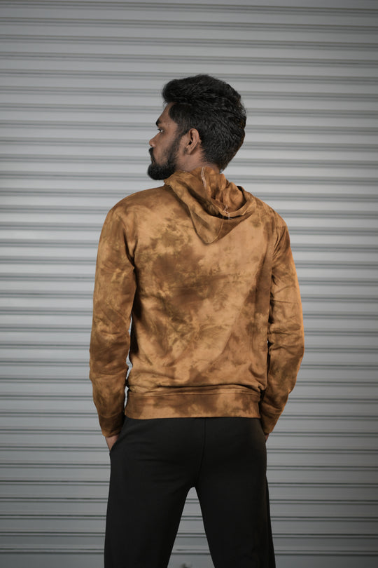 Men's Tie-Dye Hoodie – Premium Full Sleeve Casual Hooded Sweatshirt - Gold – alternate view – 7MAN India