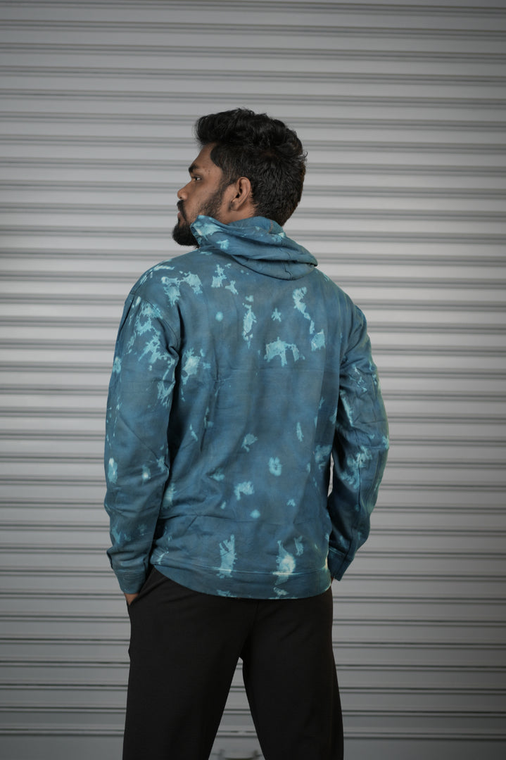 Men's Tie-Dye Hoodie – Premium Full Sleeve Casual Hooded Sweatshirt - Sea Blue
