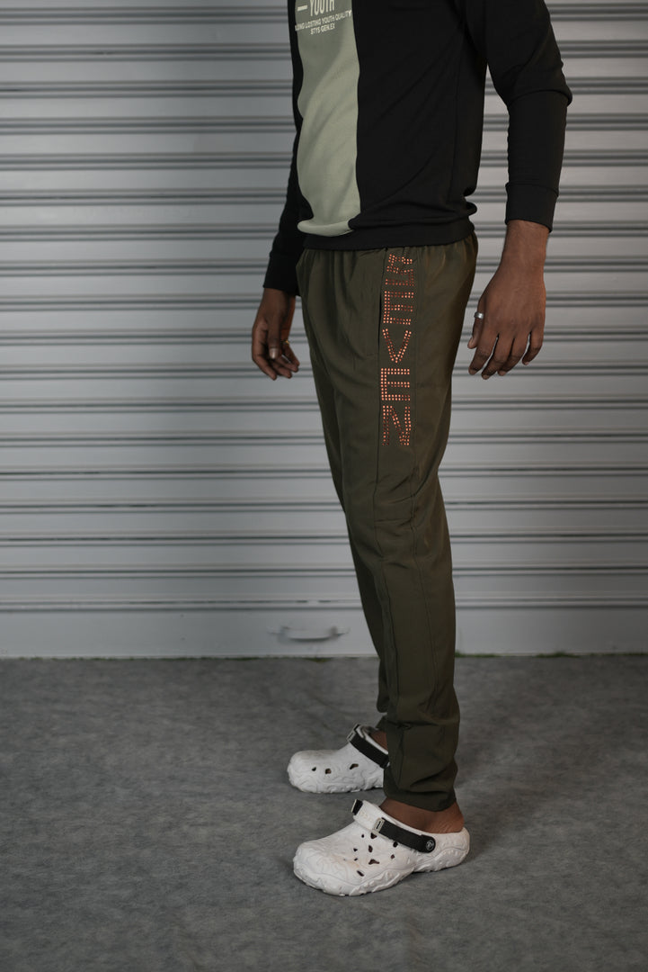 Men's Premium NS Laser Cut Track Pant | Comfortable Sports Joggers- Mahendhi Green
