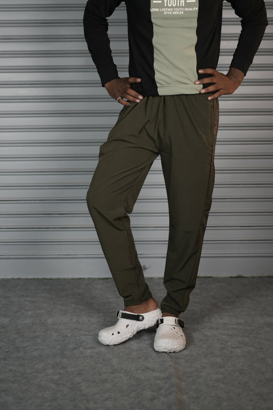 Men's Premium NS Laser Cut Track Pant | Comfortable Sports Joggers- Mahendhi Green – alternate view – 7MAN India