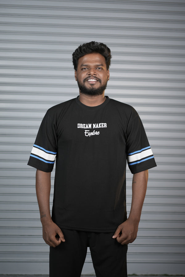 Dream Maker 36 Oversized T-Shirt for Men – Graphic Half Sleeve Tee - Black