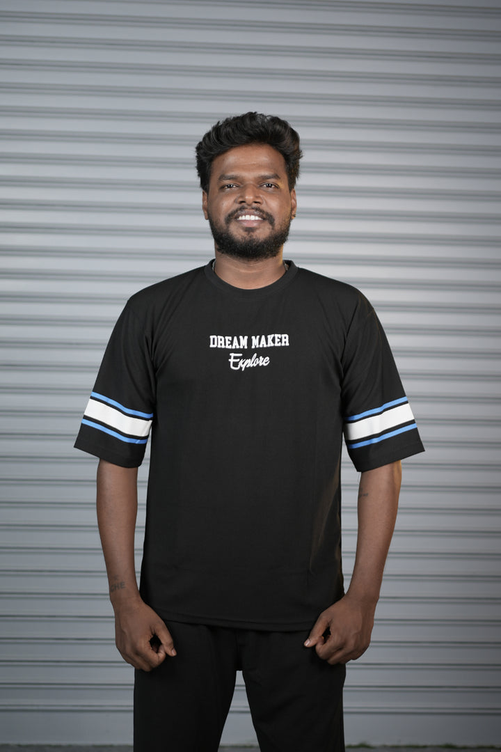 Dream Maker 36 Oversized T-Shirt for Men – Graphic Half Sleeve Tee - Black