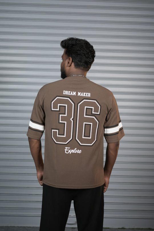 Dream Maker 36 Oversized T-Shirt for Men – Graphic Half Sleeve Tee - Brown – alternate view – 7MAN India