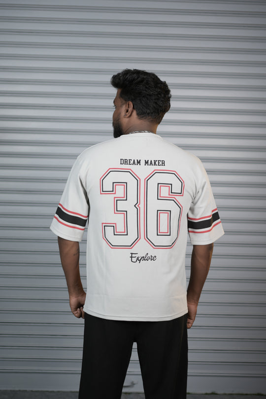 Dream Maker 36 Oversized T-Shirt for Men – Graphic Half Sleeve Tee - Ash – alternate view – 7MAN India