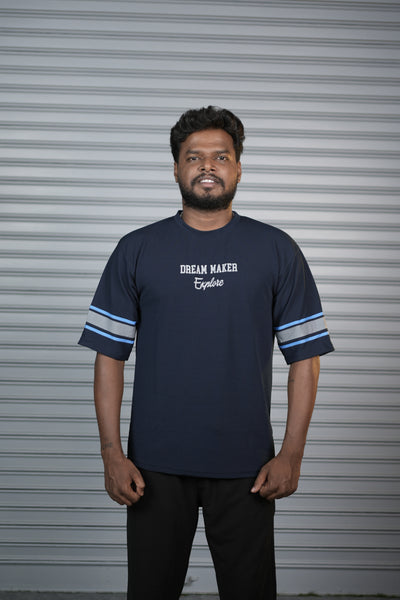 Dream Maker 36 Oversized T-Shirt for Men – Graphic Half Sleeve Tee - Navy Blue