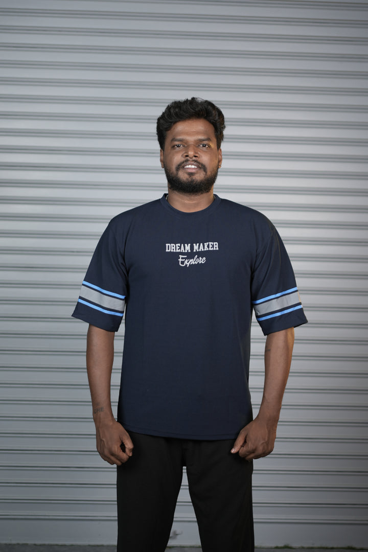 Dream Maker 36 Oversized T-Shirt for Men – Graphic Half Sleeve Tee - Navy Blue