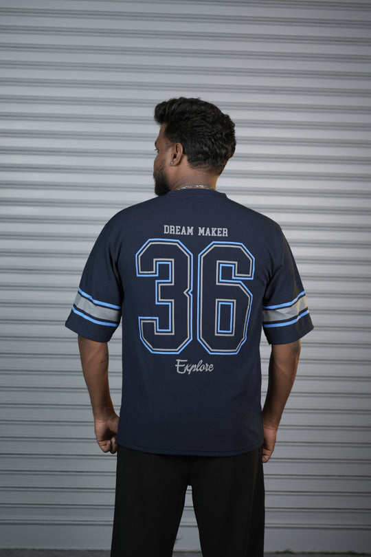 Dream Maker 36 Oversized T-Shirt for Men – Graphic Half Sleeve Tee - Navy Blue – alternate view – 7MAN India