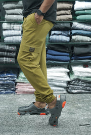 Regular Fit Mens Ottaman Cargo Track Pant - Dark Khaki-7 Man