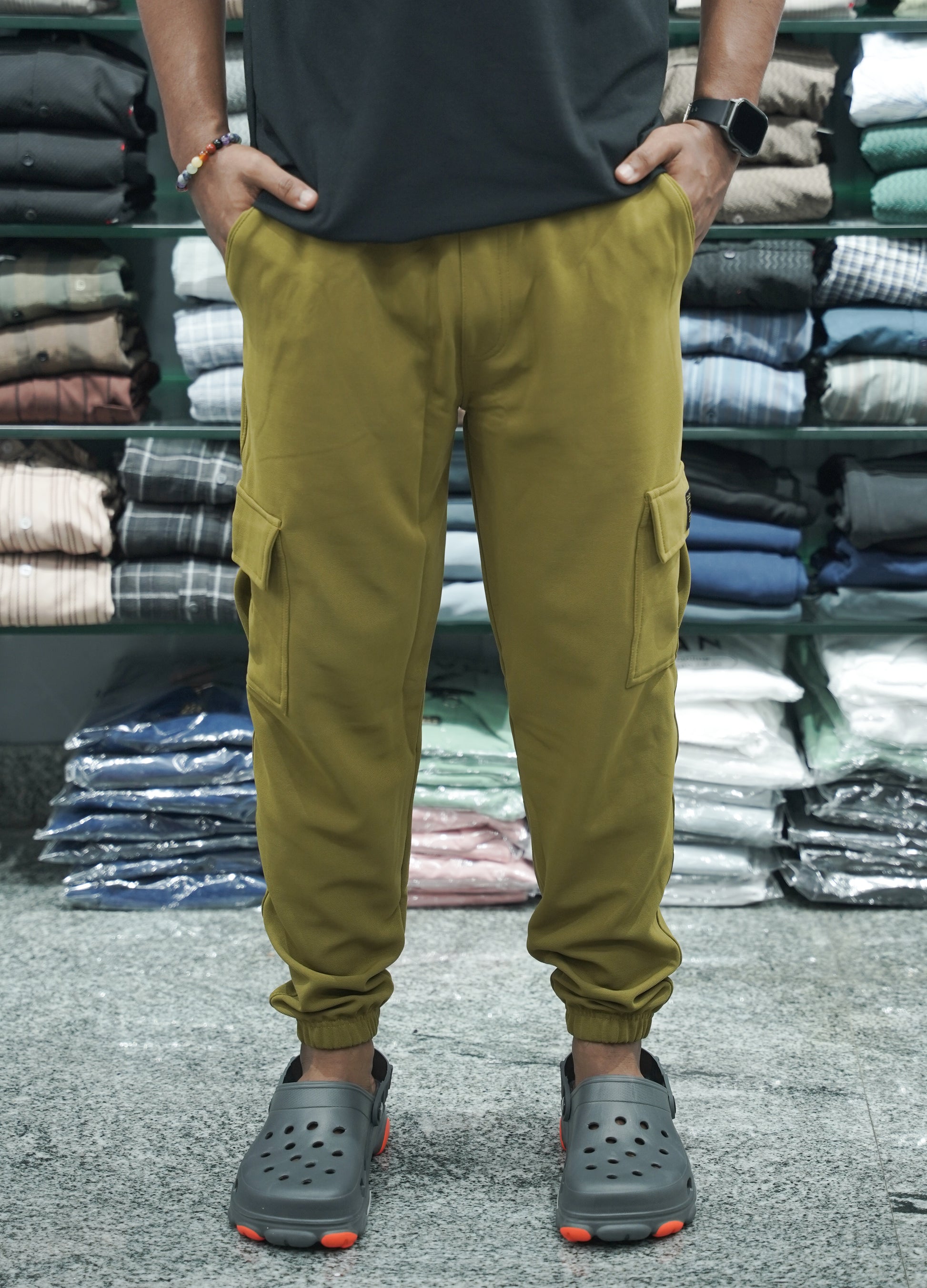 Regular Fit Mens Ottaman Cargo Track Pant - Dark Khaki
