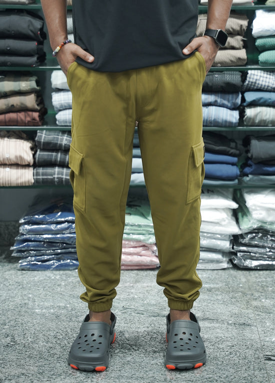 Regular Fit Mens Ottaman Cargo Track Pant - Dark Khaki