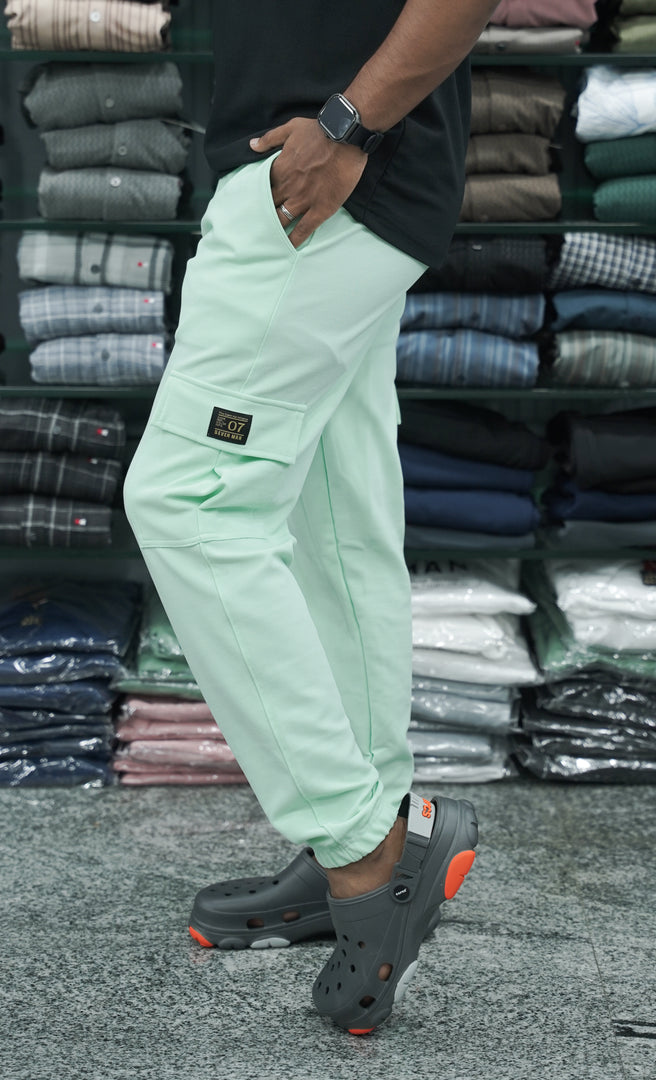 Regular Fit Mens Ottaman Cargo Track Pant - Aqua Green-7 Man