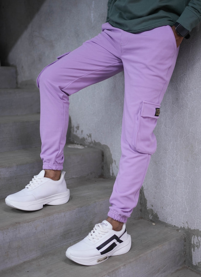 Men's Stylish Regular Fit Cargo Track Pant - Lavender