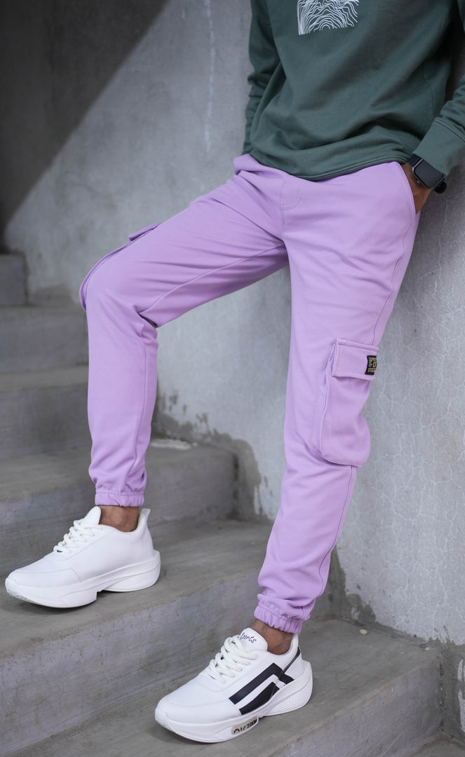 Men's Stylish Regular Fit Cargo Track Pant - Lavender