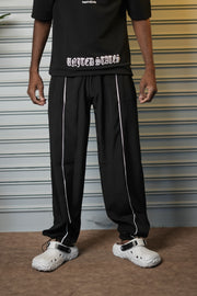 Men's Lightweight NS Parachute Baggy Track Pants - Black