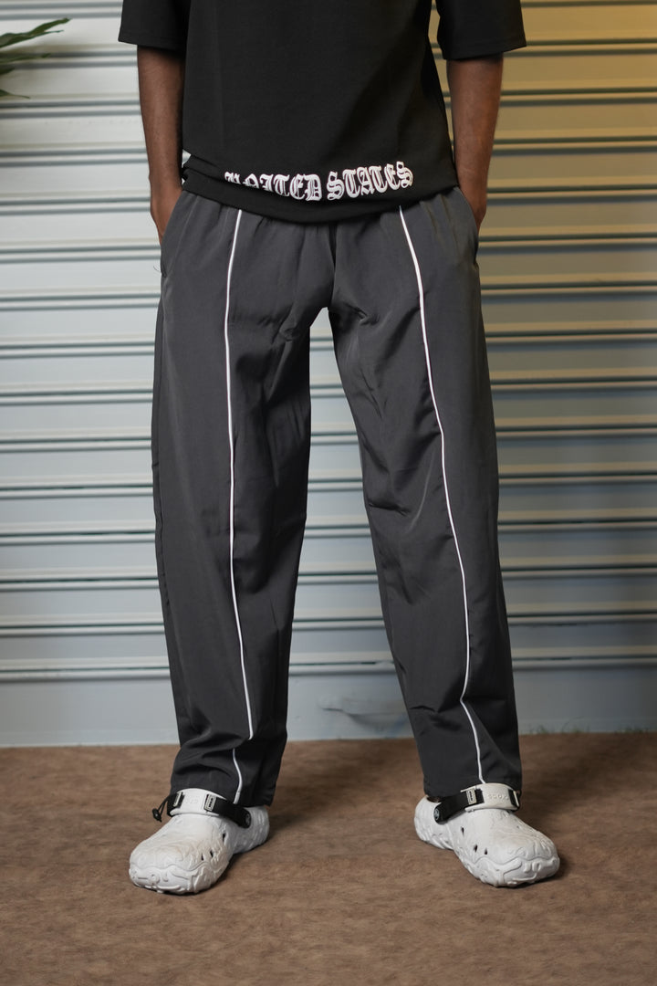Men's Lightweight NS Parachute Baggy Track Pants - Grey
