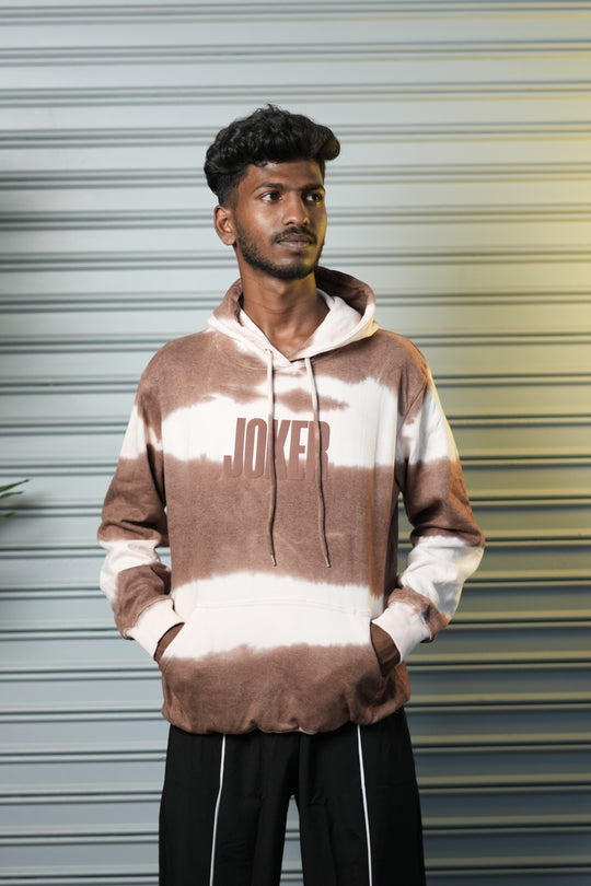 Men's Streetwear Joker Graphic Tie-Dye Full Sleeve Hoodie - Brown – alternate view – 7MAN India