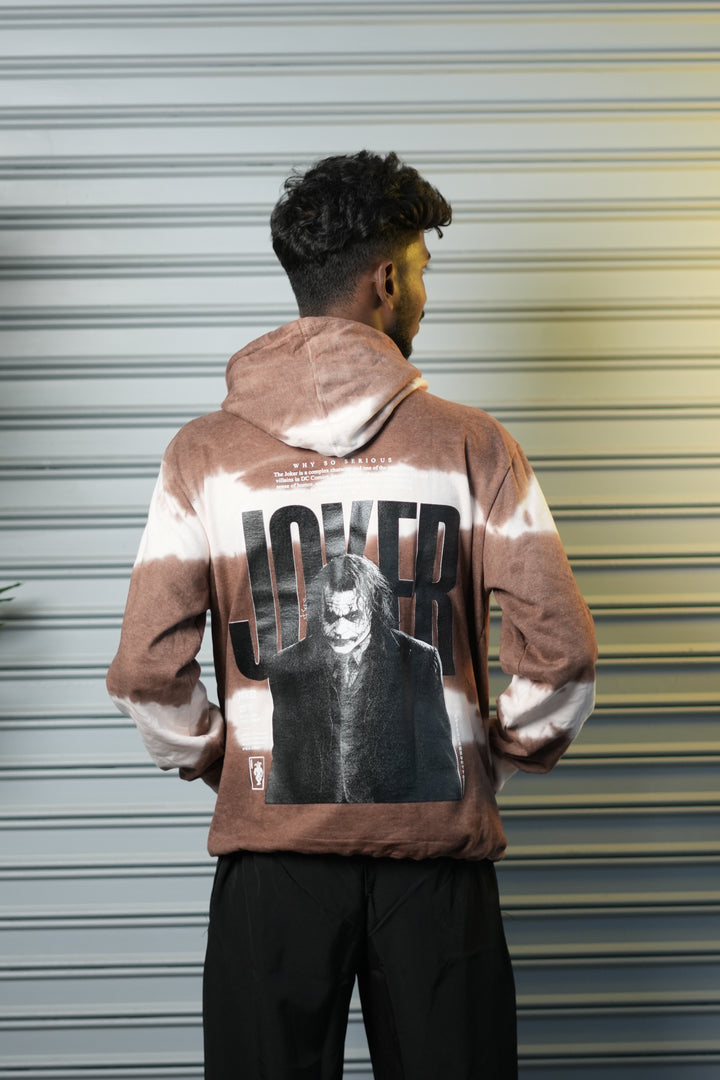 Men's Streetwear Joker Graphic Tie-Dye Full Sleeve Hoodie - Brown