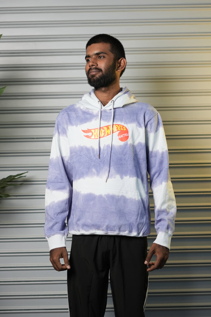 Men's Hot Wheels Racing Tie-Dye Full Sleeve Hoodie - Lavender