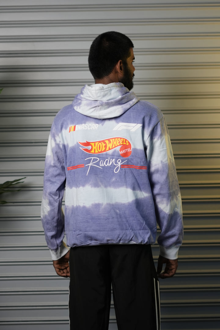 Men's Hot Wheels Racing Tie-Dye Full Sleeve Hoodie - Lavender