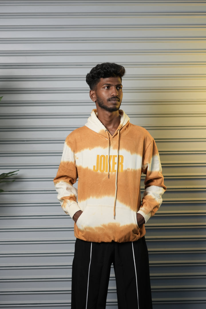 Men's Oversized Joker Tie-Dye Full Sleeve Hoodie - Mustard Yellow