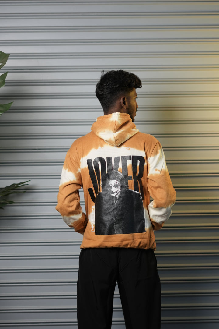 Men's Oversized Joker Tie-Dye Full Sleeve Hoodie - Mustard Yellow