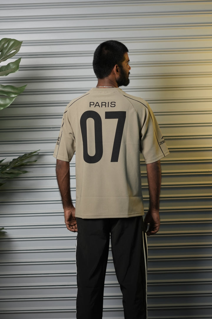 Men's Drop-Shoulder Piping 07 Graphic T-Shirt - Beige