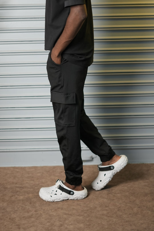 Men's 4-Way Stretch Lycra Cargo Joggers Pant - Black – 7MAN Men's Fashion India