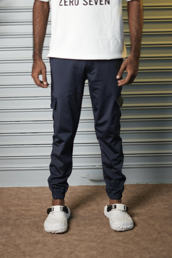 Men's 4-Way Stretch Lycra Cargo Joggers Pant - Navy Blue