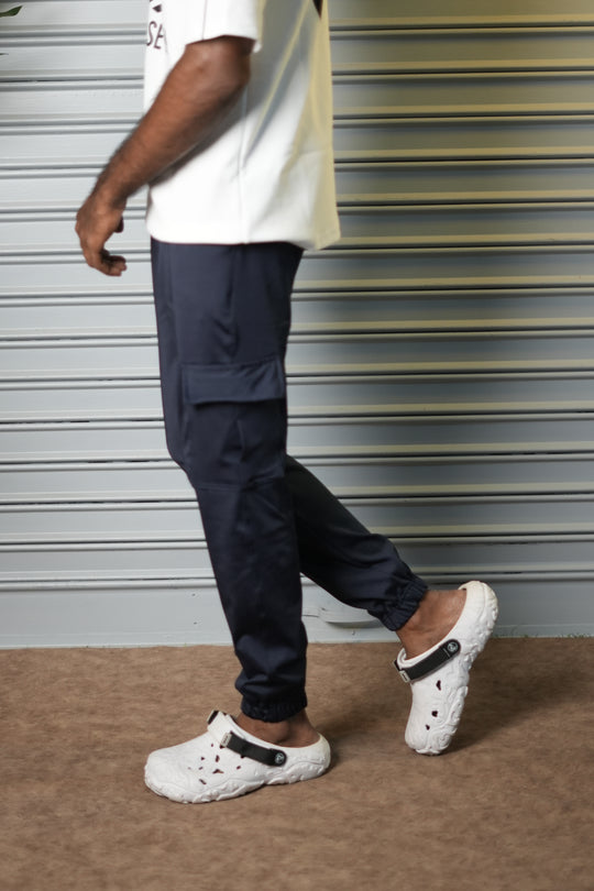 Men's 4-Way Stretch Lycra Cargo Joggers Pant - Navy Blue – 7MAN Men's Fashion India