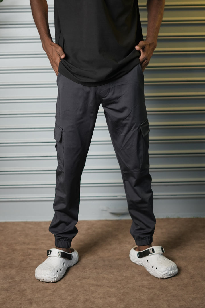 Men's 4-Way Stretch Lycra Cargo Joggers Pant - Grey
