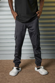 Men's 4-Way Stretch Lycra Cargo Joggers Pant - Grey